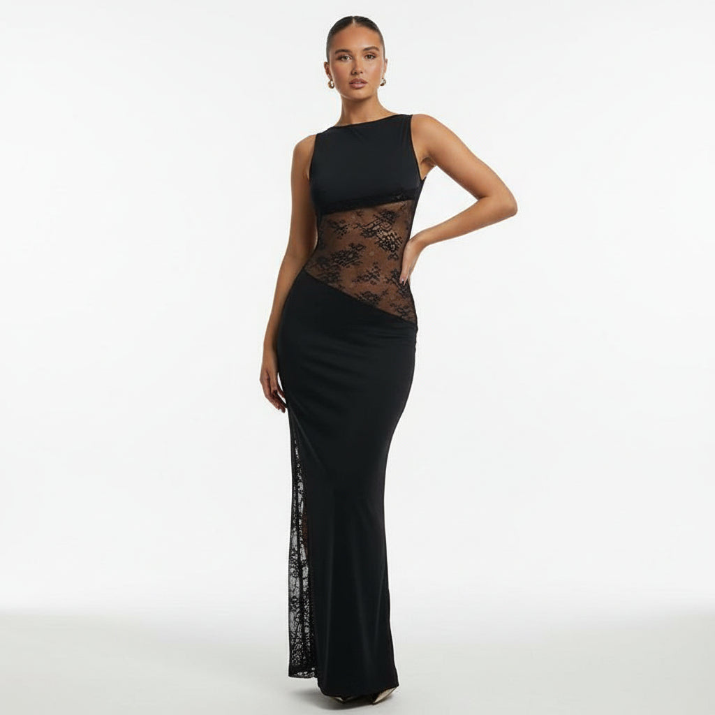 Chiara | Long Dress in Transparent Lace