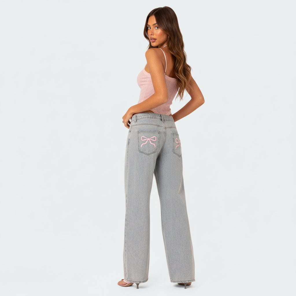Violetta Bow Tie Jeans - Oversized Jeans with Bows