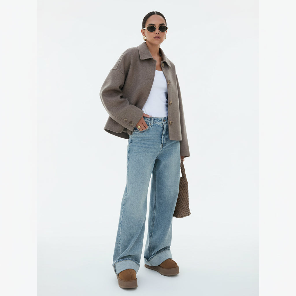 Hélené | Women's Oversized Wool Blend Jacket – Classic & Warm