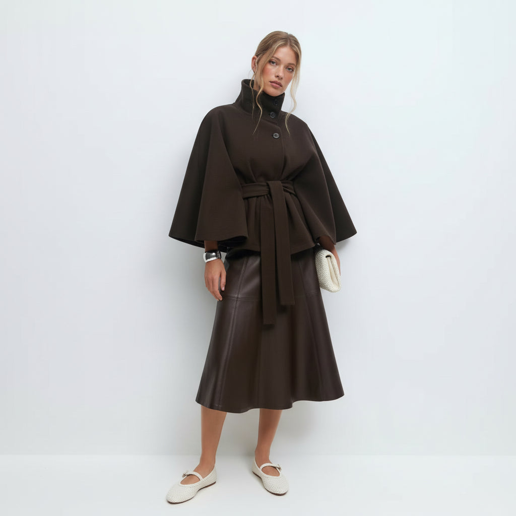 Loreza | Elegant Coat for Women with Belt & High Collar