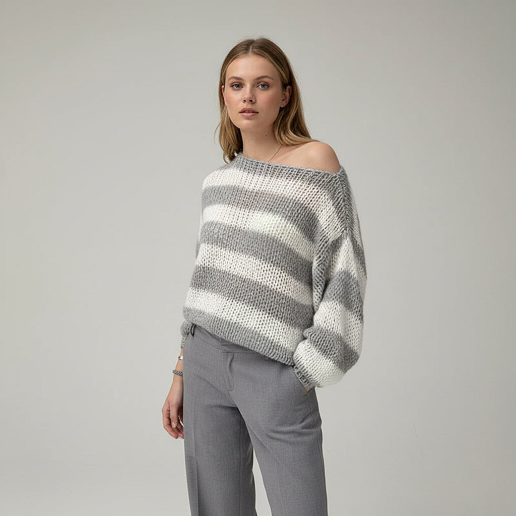 Navy Striped Chunky Sweater Delvey