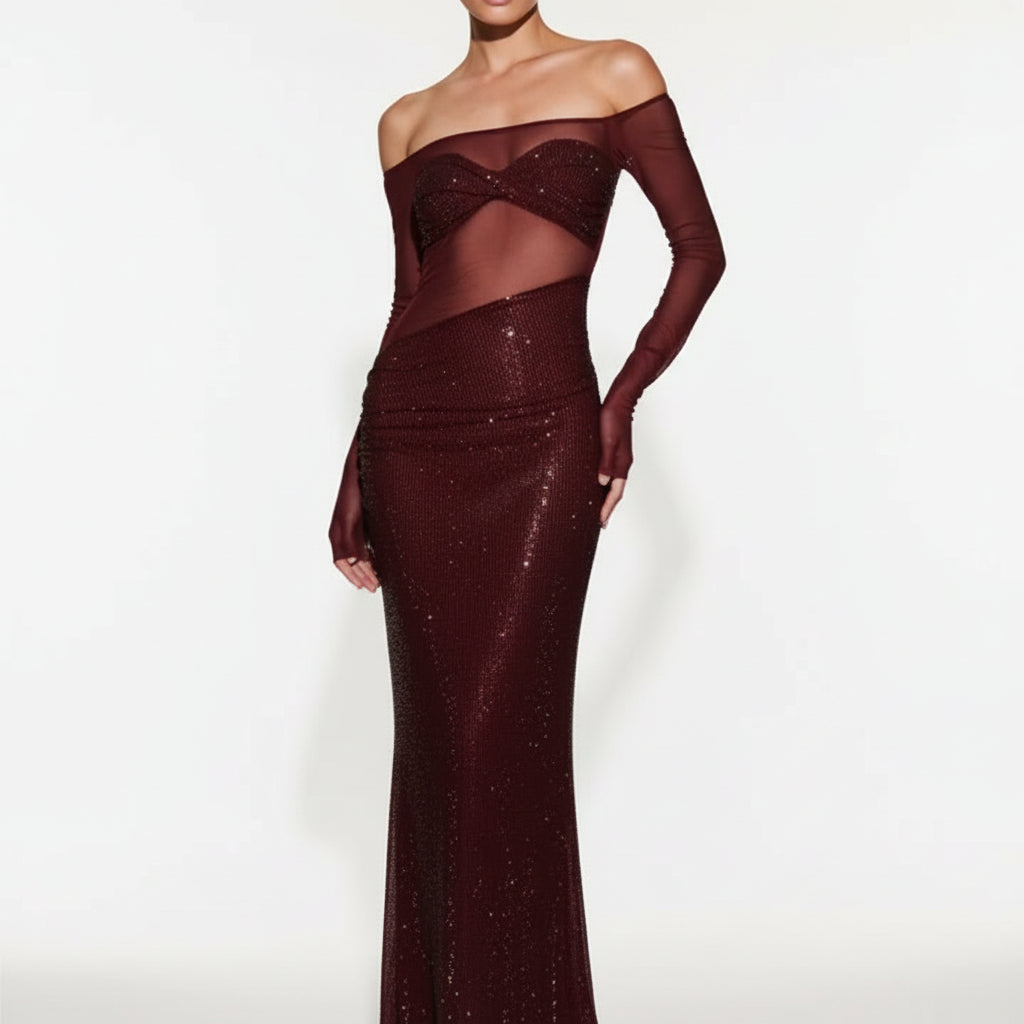 Maxi Dress Shiloh Diamante Off Shoulder