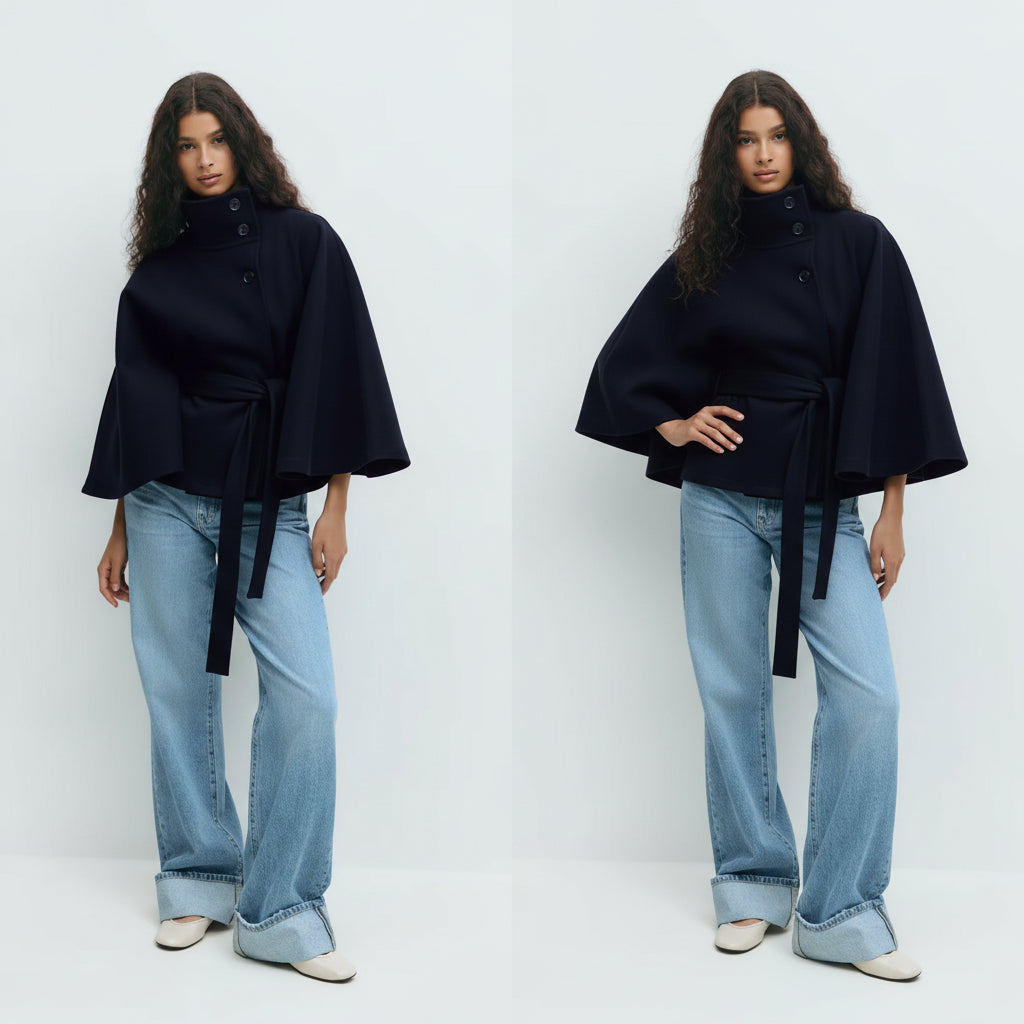 Loreza | Elegant Coat for Women with Belt & High Collar