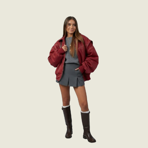 Sabrina – Red Leather Jacket