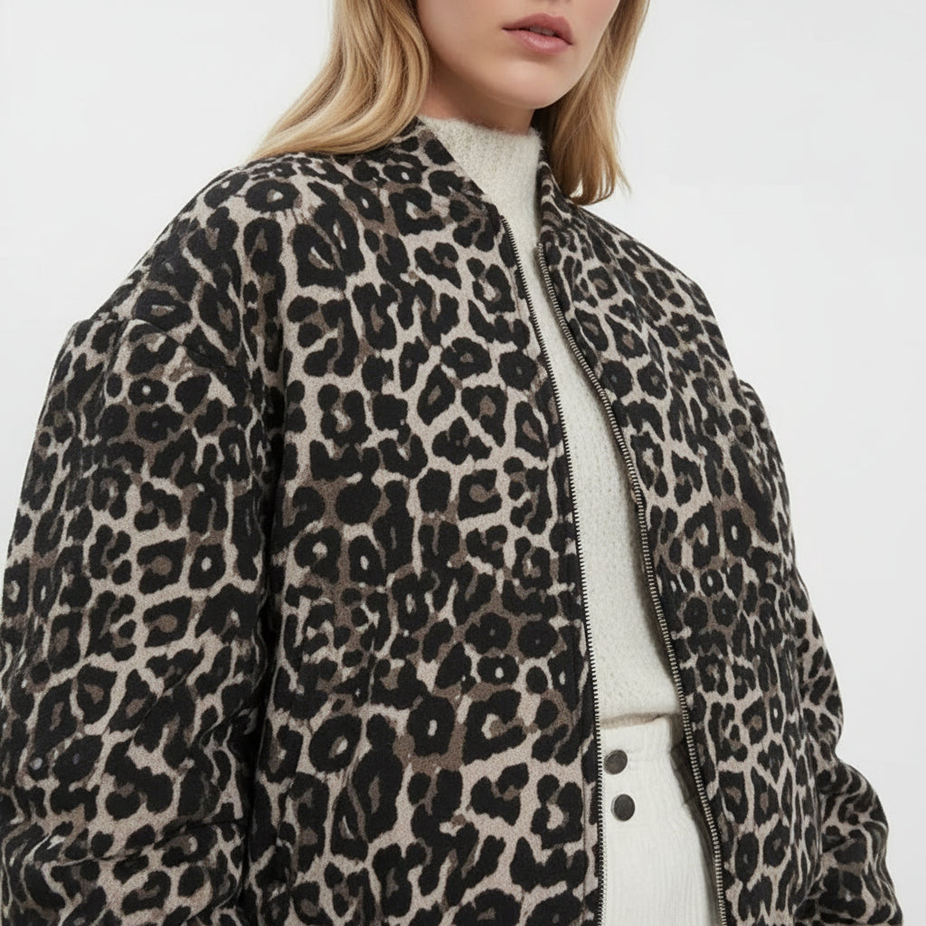 Leo | Leopard Print Bomber Jacket