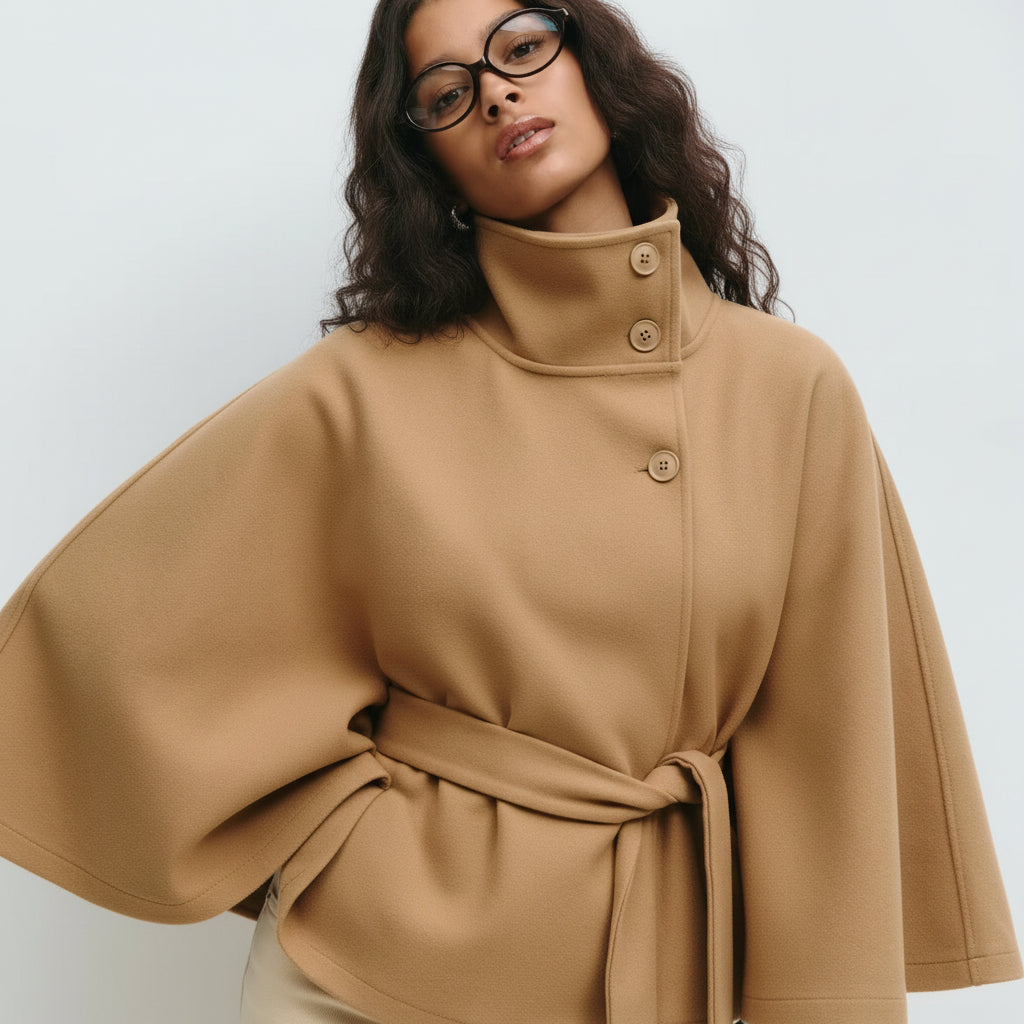 Loreza | Elegant Coat for Women with Belt & High Collar