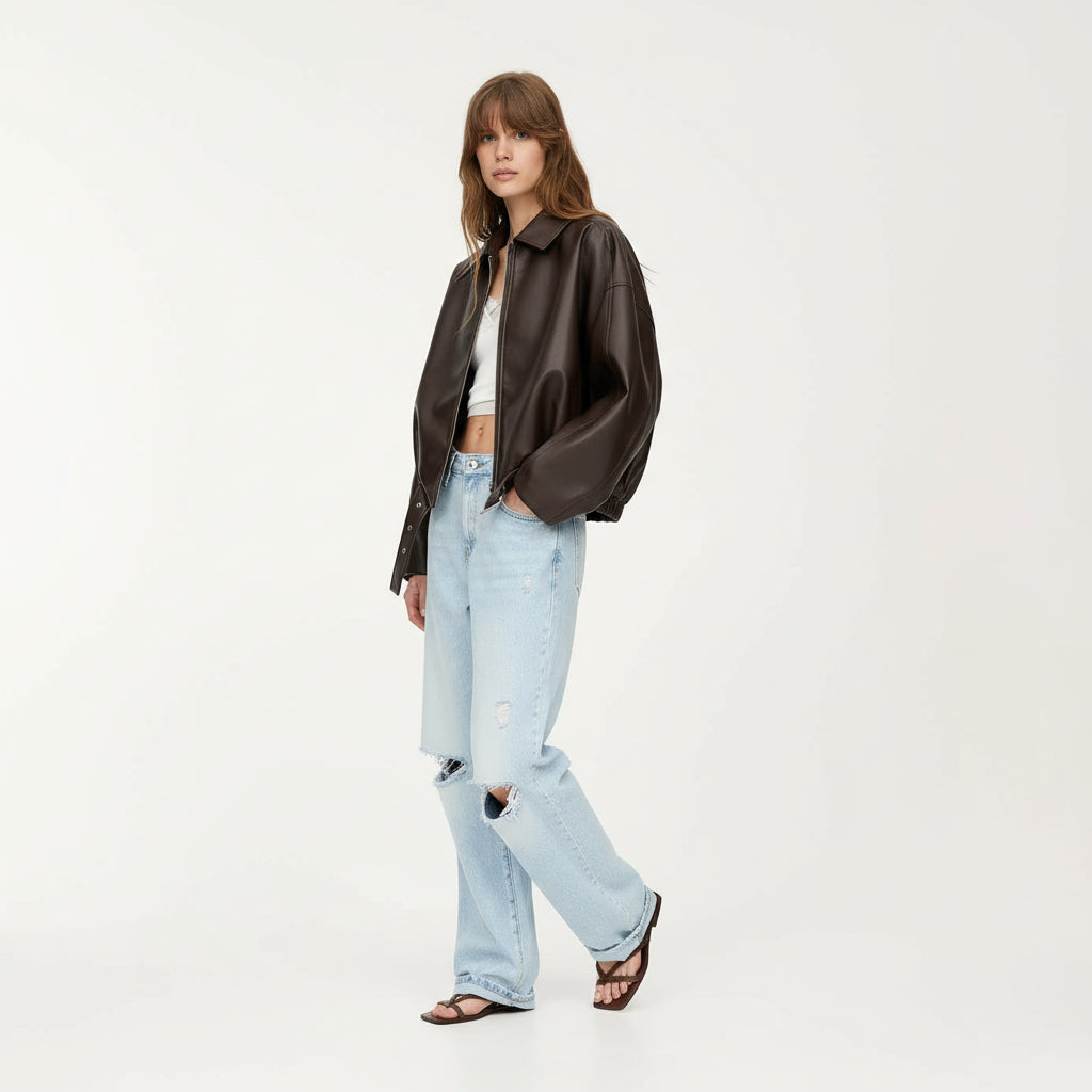 Light Blue Leather Jacket