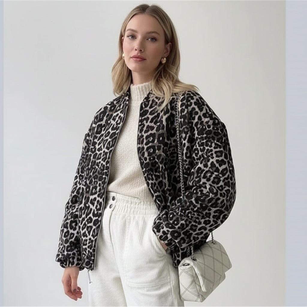 Leo | Leopard Print Bomber Jacket
