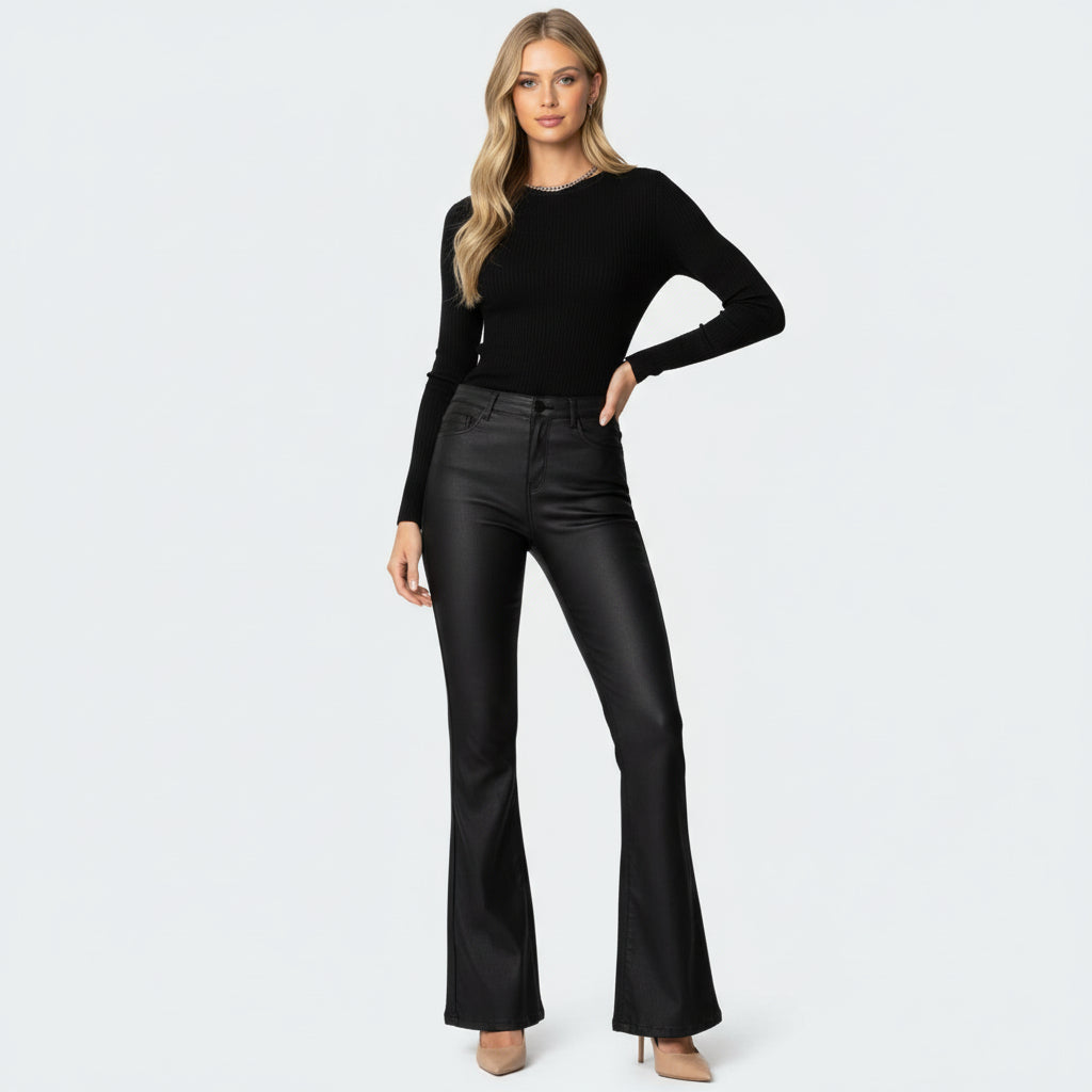 Eleonora | Flared Faux Leather Jeans
