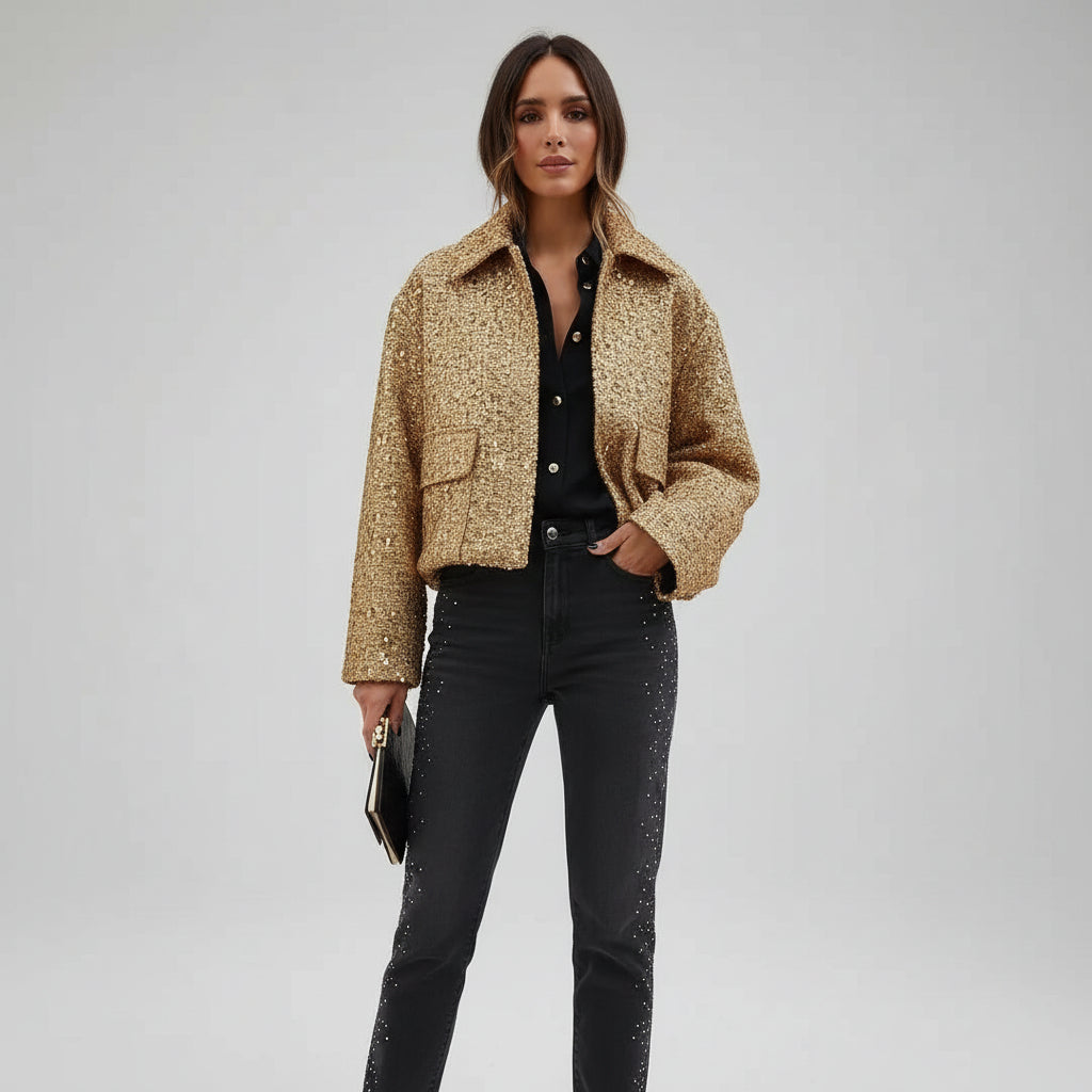 Jane | Gold Sequin Jacket