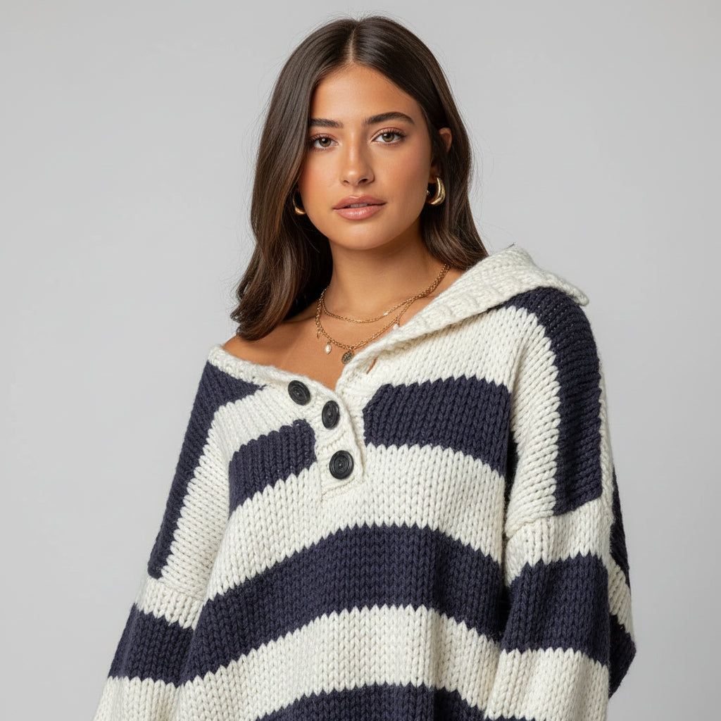 Maglione Chunky a Righe Navy Delvey
