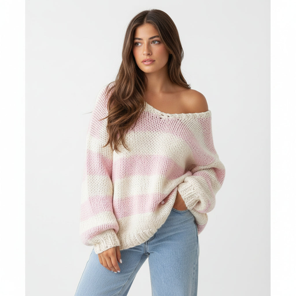 Maglione Chunky a Righe Navy Delvey