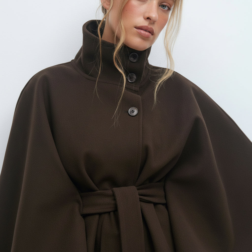 Loreza | Elegant Coat for Women with Belt & High Collar