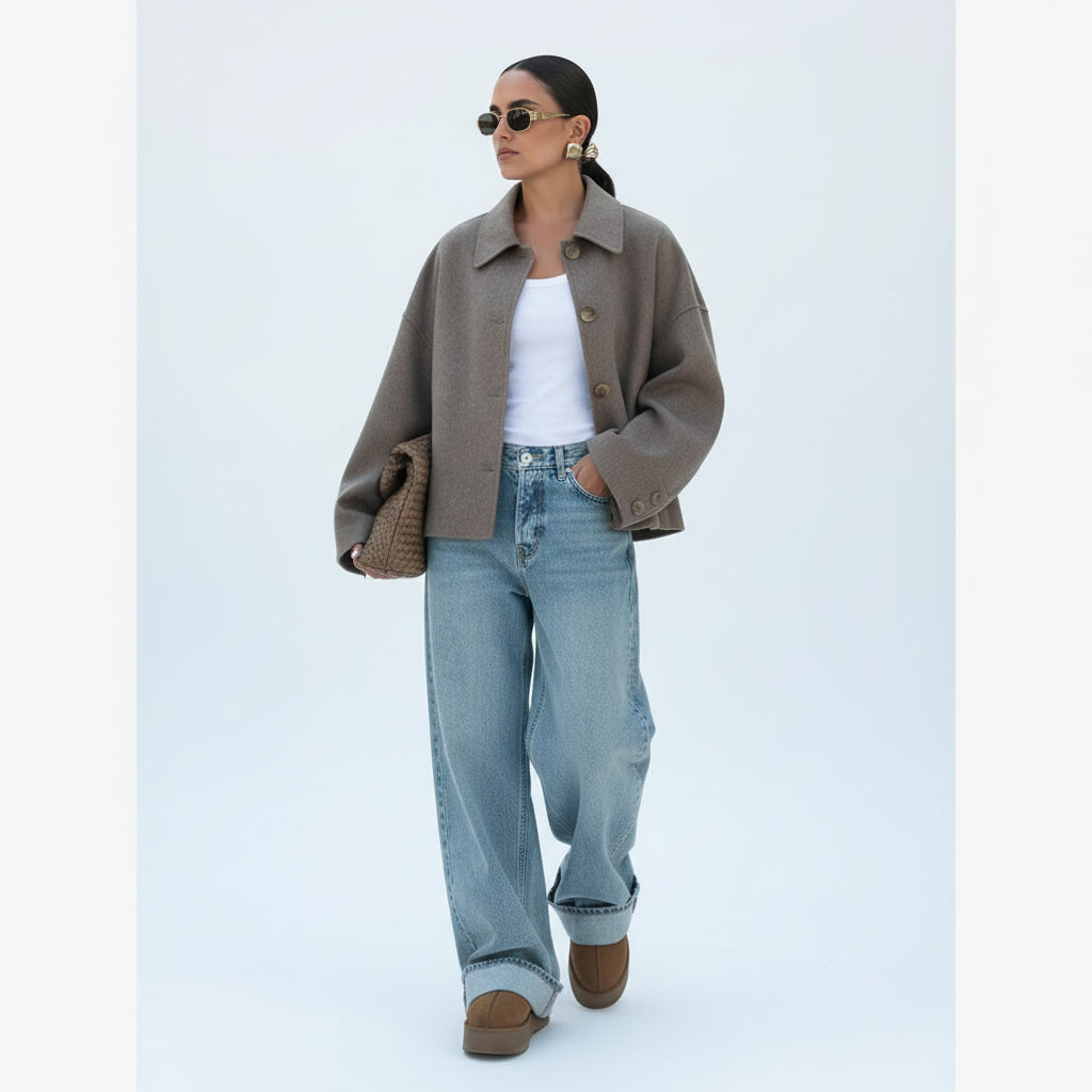 Hélené | Women's Oversized Wool Blend Jacket – Classic & Warm