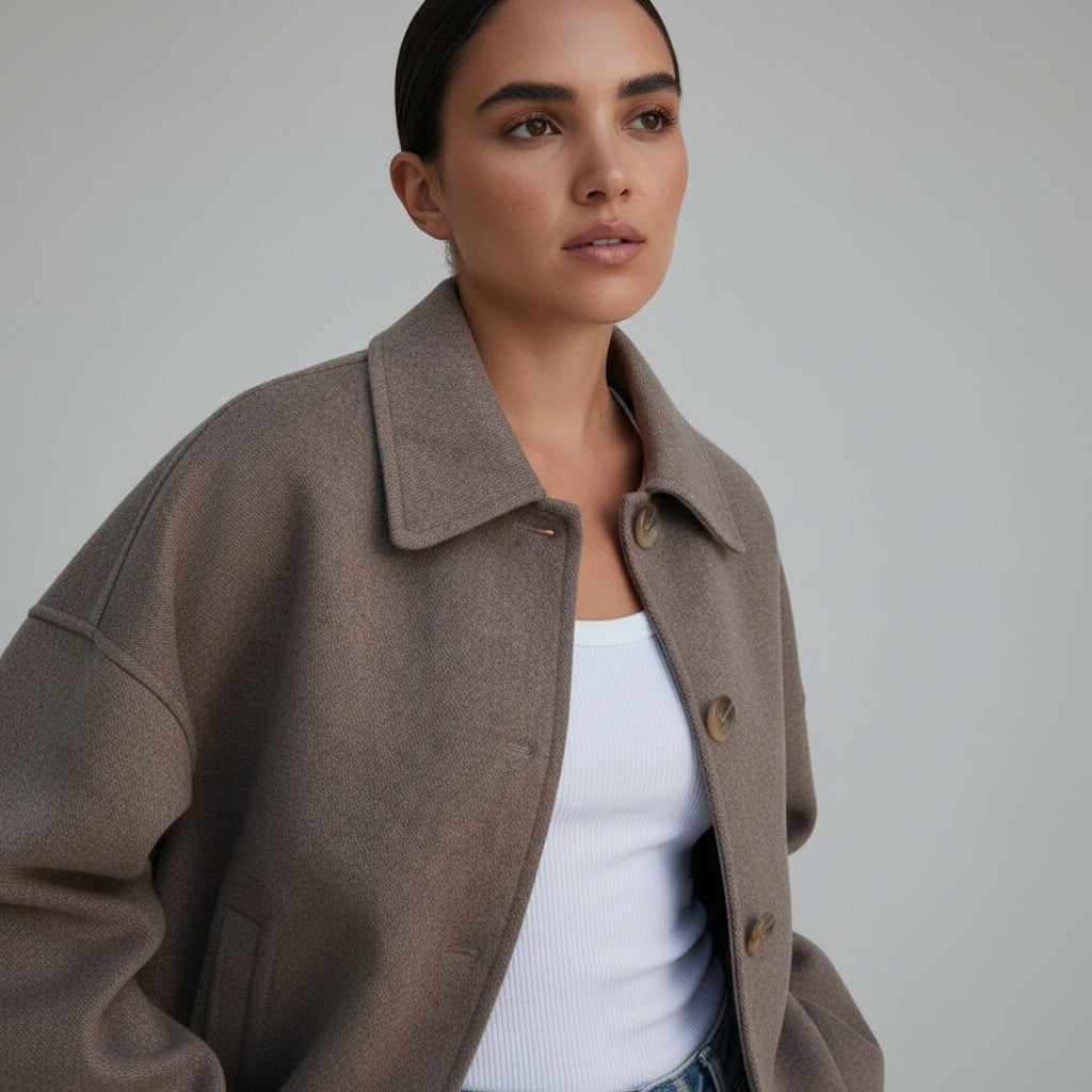 Hélené | Women's Oversized Wool Blend Jacket – Classic & Warm